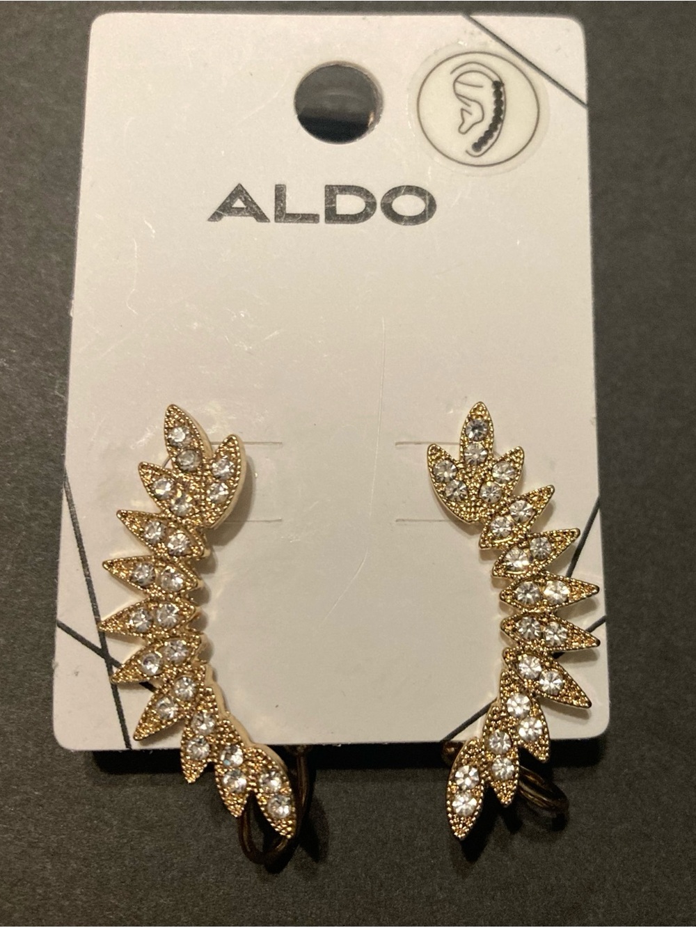 ALDO Gold Crystal Leaf Earring cuffs